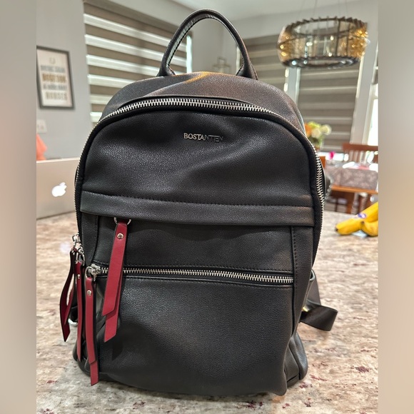 BOSTANTEN Black Red Leather Backpack Featuring Adj. straps; Clean 10/10 - Picture 1 of 9